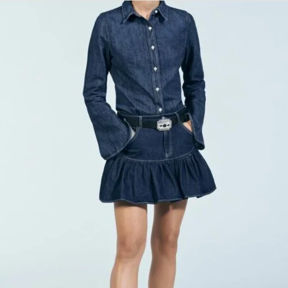 NWT ZARA TRF DENIM SWING SKIRT
